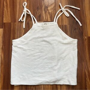 MADEWELL White Ribbed Knit Tie Shoulder Tank Top